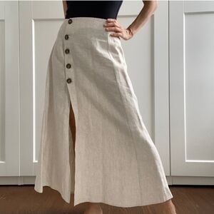 Reformation Flax Linen Button Front Peep Skirt Size 0